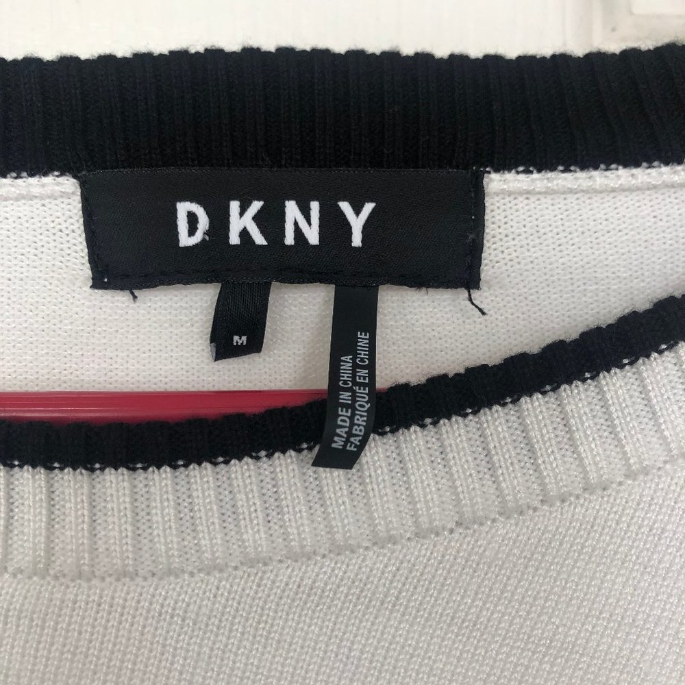 DKNY Women's Ribbed Pullover Sweater white&black - Picture 2 of 6